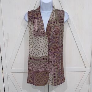 Cynthia Rowley Purple and Tan Patchwork Blouse